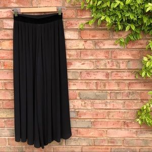 Zara Basic black cropped wide leg trousers Size XS